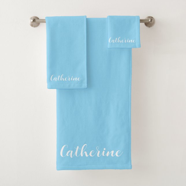 Conjunto de Toalhas Azuis Personalizadas com Nome  (Insitu)