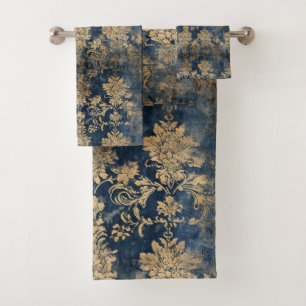 Conjunto De Toalhas Azul antigo, Cor damasco
