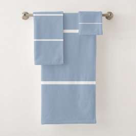 Conjunto De Toalhas Azul Ardósia Moderno Linhas Geométricas Brancas