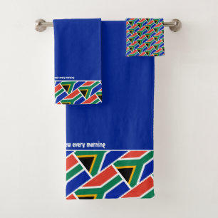Conjunto De Toalhas Azul   BANDEIRA DA ÁFRICA DO SUL