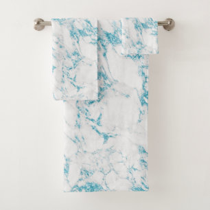 Conjunto De Toalhas Azul-bebê moderno Folha brilhante Folha branca