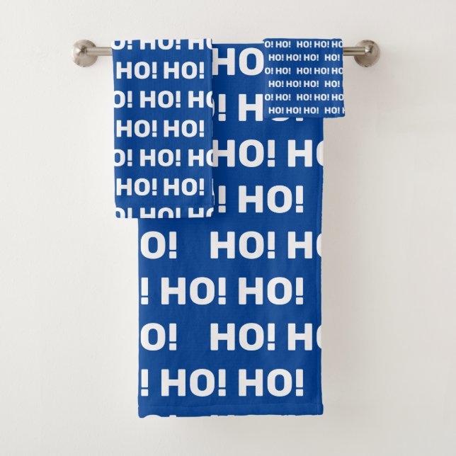 Conjunto De Toalhas Azul Branco Ho Ho Ho Natal Feriado (Insitu)