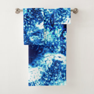 Conjunto De Toalhas Azul-chuva manchado parece vidro fosco
