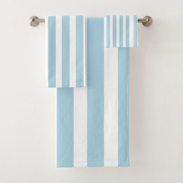 Conjunto De Toalhas Azul-claro clássico e branco riscado (Insitu)