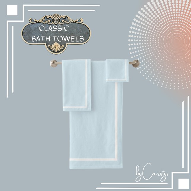 Conjunto De Toalhas Azul claro com borda branca (Criador carregado)