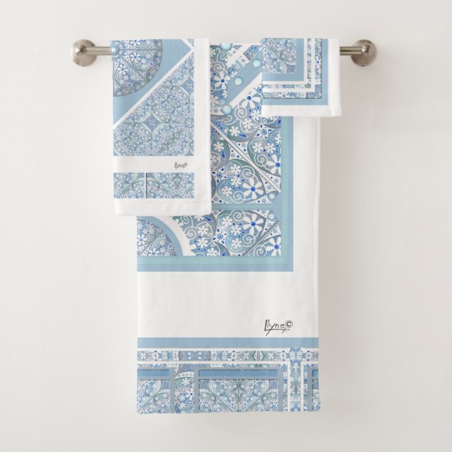 Conjunto De Toalhas Azul-claro-rendas cerâmico (Insitu)
