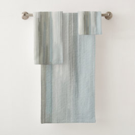 Conjunto De Toalhas Azul Claro Verde Água Cinza Marrom Faixa Abstrata
