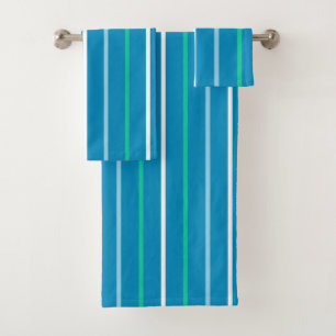Conjunto De Toalhas Azul de praia e verde riscados