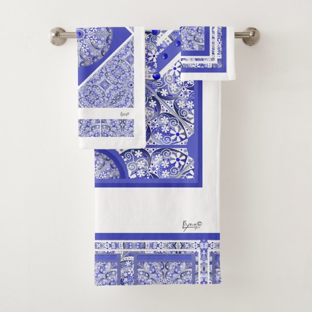 Conjunto De Toalhas Azul de rendas cerâmicas de Grécia (Insitu)