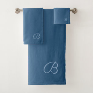 Conjunto De Toalhas Azul do inclinação com monograma feito sob