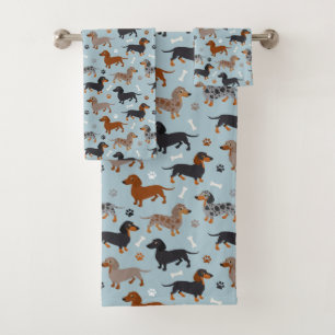 Conjunto De Toalhas Azul do teste padrão das patas e dos ossos do