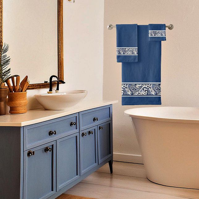 Conjunto De Toalhas Azul e ameixa branca (Criador carregado)