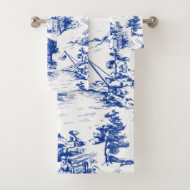 Conjunto de Toalhas Azul e Branca