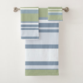 Conjunto De Toalhas Azul Escuro Pastel e Listras de Chuva de Primavera