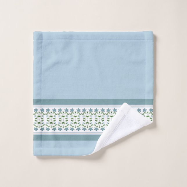 Conjunto De Toalhas Azul Flor Com Cinza (Pano de lavar)