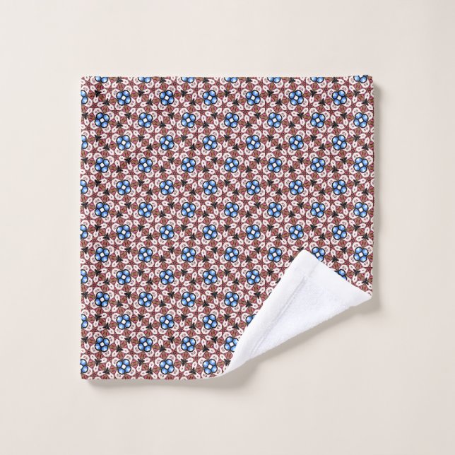 Conjunto De Toalhas Azul Floral Rosa e Marrom (Pano de lavar)