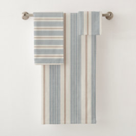 Conjunto De Toalhas Azul Francês Vintage & Marrom - Casa de Campo Neut