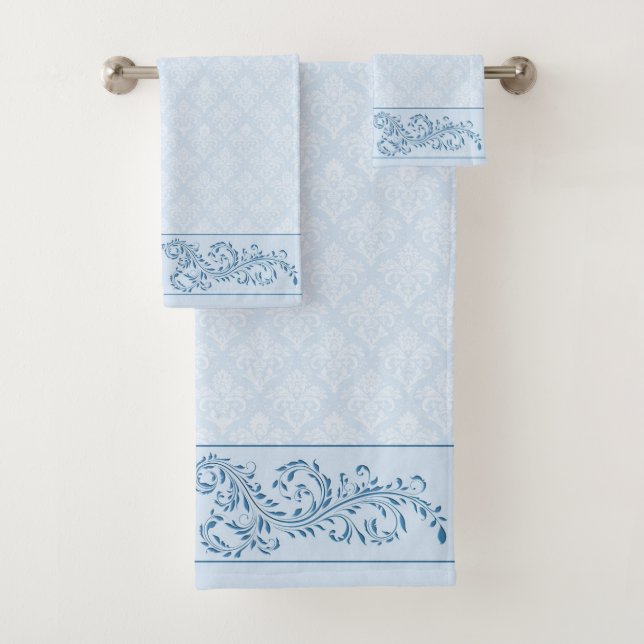 Conjunto de toalhas - Azul gelado - Damasco (Insitu)