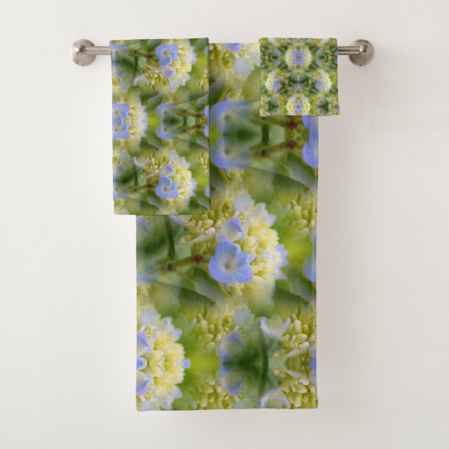 Conjunto De Toalhas Azul Hydrangea Flower Abstrato Natureza (Insitu)