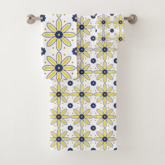 Conjunto De Toalhas Azul Marinho & Amarelo Margarida Mediterrânea