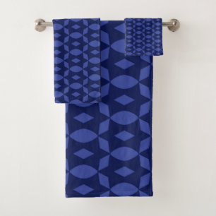 Conjunto De Toalhas Azul-Marinho Retro de Duas Cores Casa