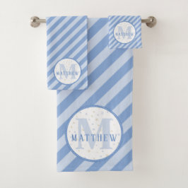 Conjunto De Toalhas Azul Monograma Menino