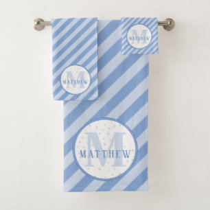 Conjunto De Toalhas Azul Monograma Menino