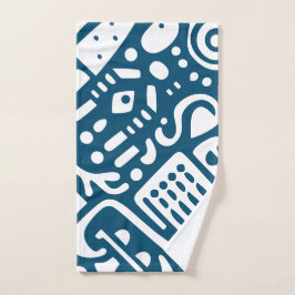Conjunto De Toalhas Azul Oceano e Rabiscos Brancos 1 de 4