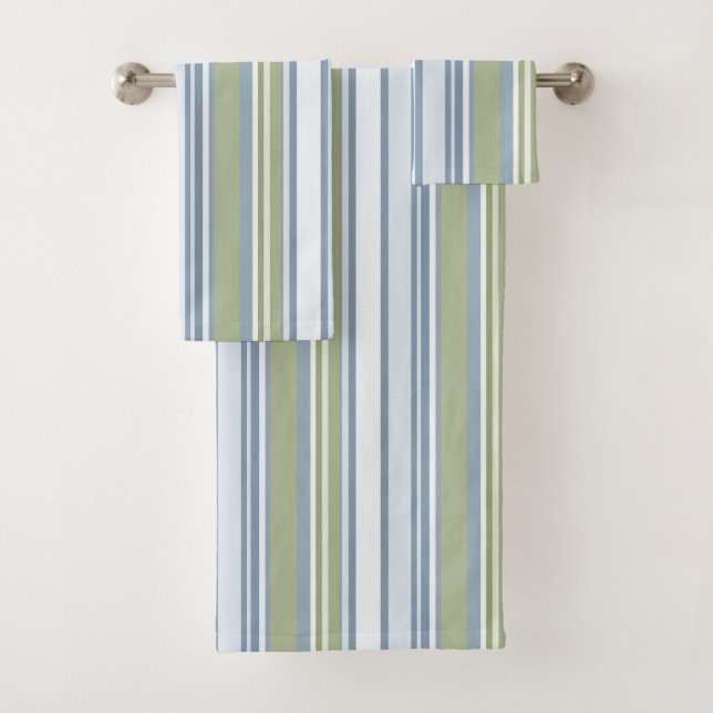 Conjunto De Toalhas Azul Pastel Escuro e Listras de Chuva de Primavera (Insitu)