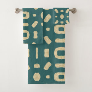 Conjunto De Toalhas Azul-Teal Como O Roupa De Lama De Kuba Kente Afric