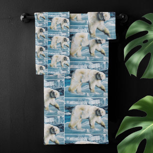Conjunto De Toalhas Azul-Urso Polar Ártico