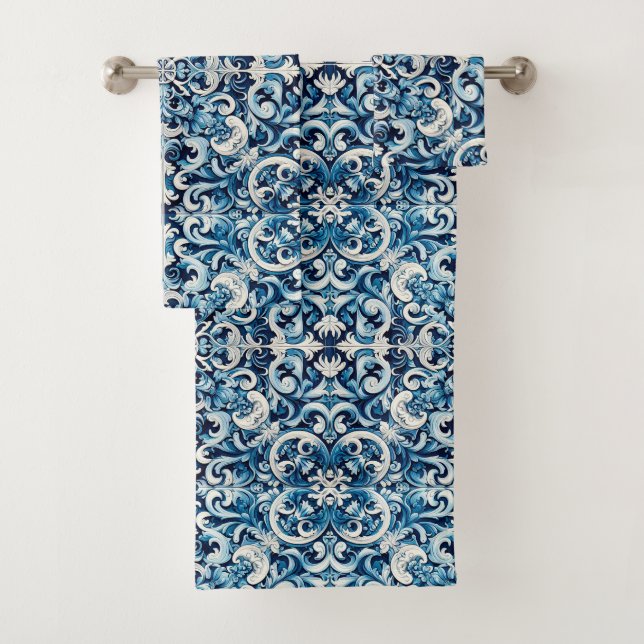 Conjunto De Toalhas Azulejo azul português (Insitu)