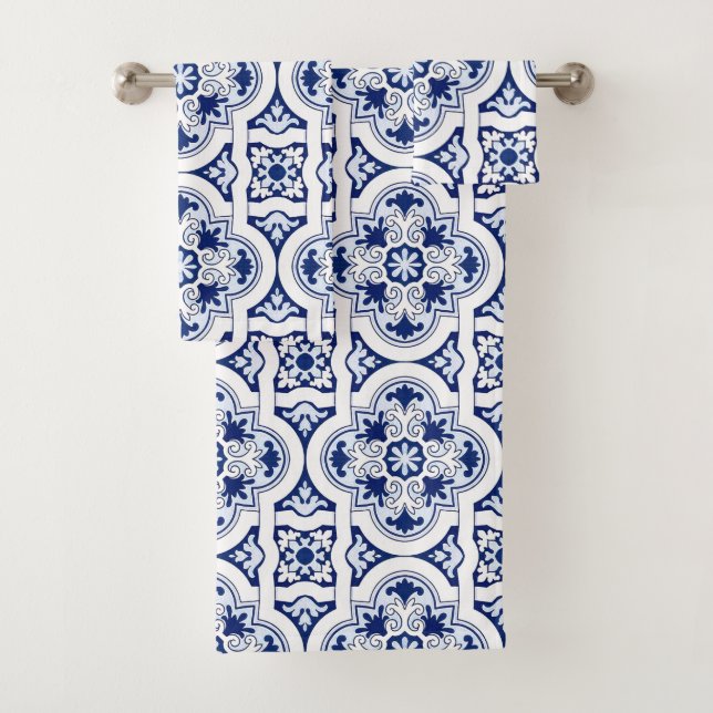 Conjunto De Toalhas Azulejo azul português (Insitu)