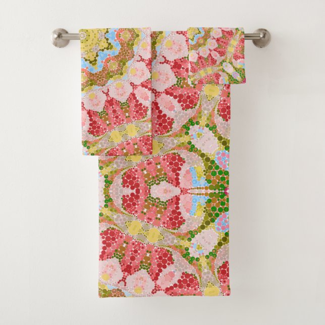 Conjunto De Toalhas azulejo caleidoscópico moderno abstrato (Insitu)