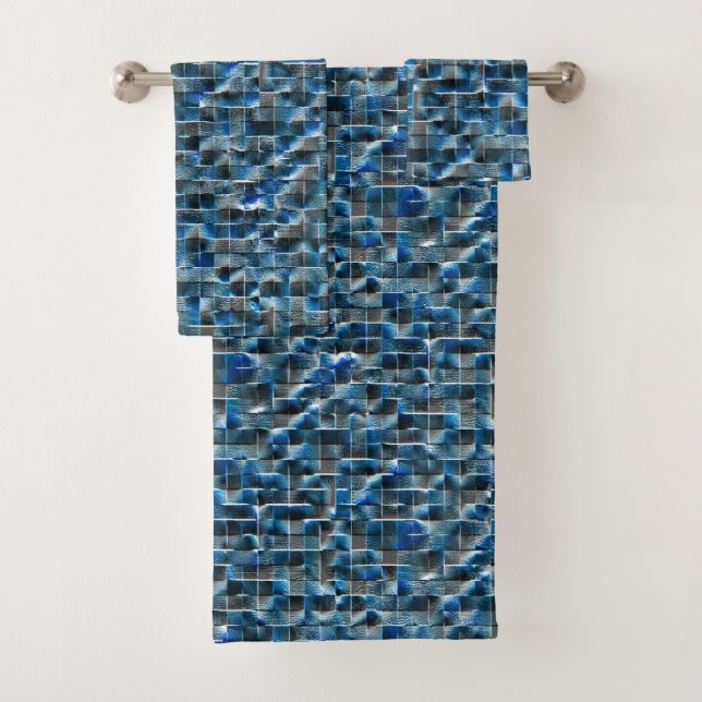 Conjunto De Toalhas Azulejo de cerâmica rústica de cinza virtual com f (Insitu)