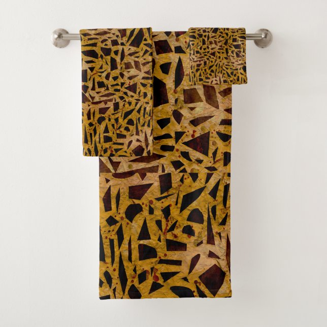 Conjunto De Toalhas Azulejo de Vidro Mosaico Marrom Moderno Chic (Insitu)