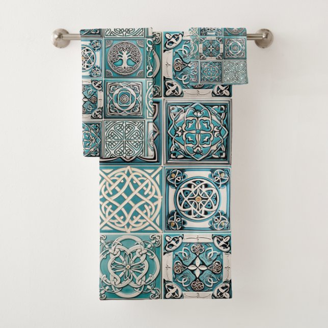 Conjunto De Toalhas Azulejos Celulares Irlandeses (Insitu)