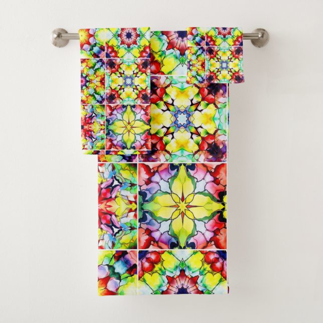 Conjunto De Toalhas Azulejos do Mediterrâneo, Azulejos de Tinta Álcool (Insitu)