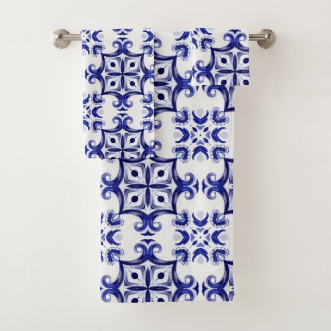 Conjunto De Toalhas Azulejos mediterrânicos, majolica, Siciliana, (Insitu)