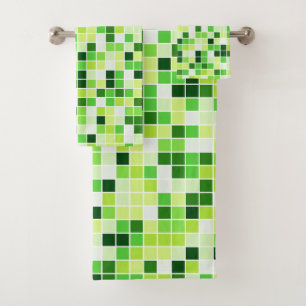 Conjunto De Toalhas Azulejos piscinas, Azulejos Mosaicos Verdes, Padrã