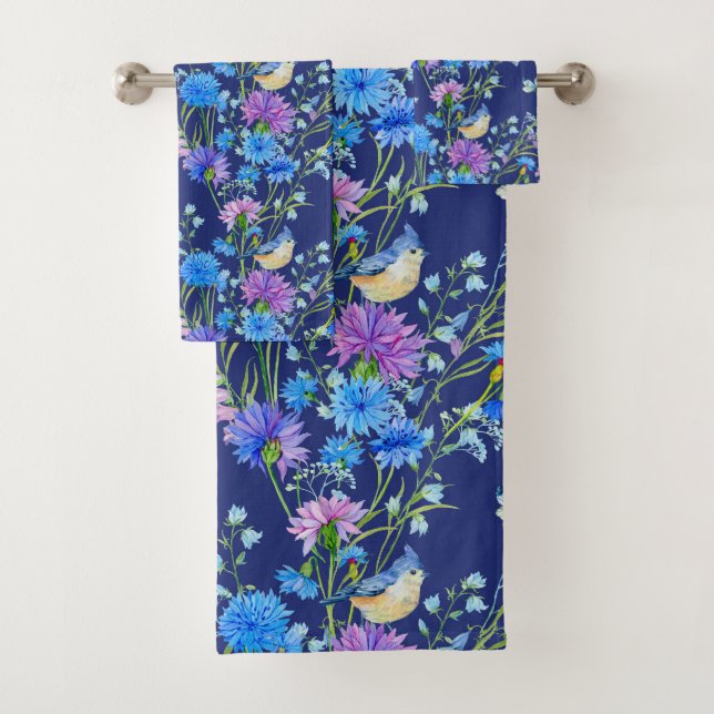 Conjunto De Toalhas Azulões na Primavera (Insitu)