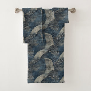 Conjunto De Toalhas Azure Ripples de Tranquilidade Shibori Japonês