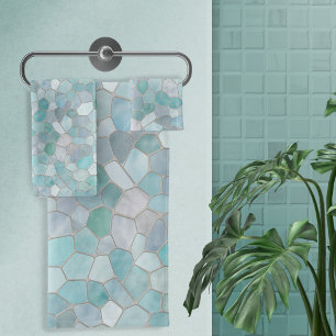 Conjunto De Toalhas Azure Verdigris Mosaico