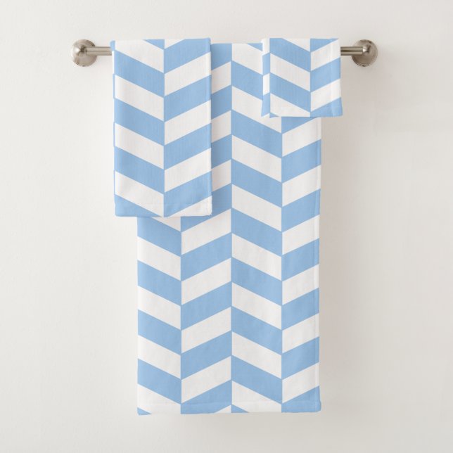 Conjunto De Toalhas Baby Blue Herringbone (Insitu)