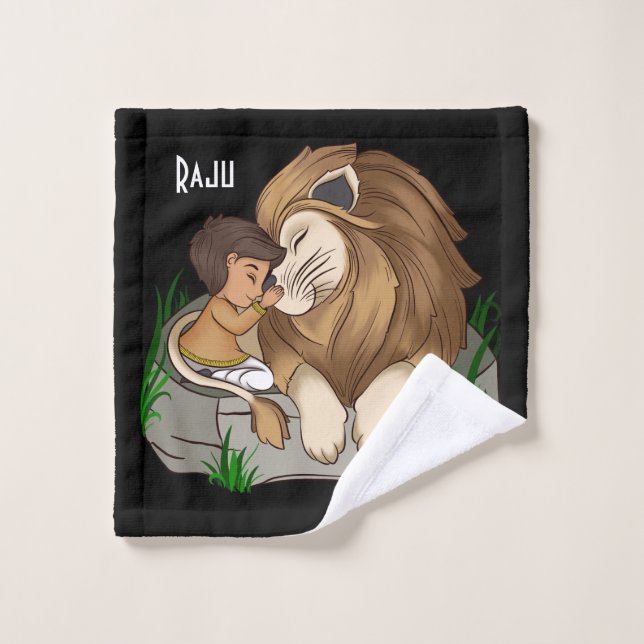 Conjunto De Toalhas Baby boy hugging a cute lion Handdoek (Pano de lavar)
