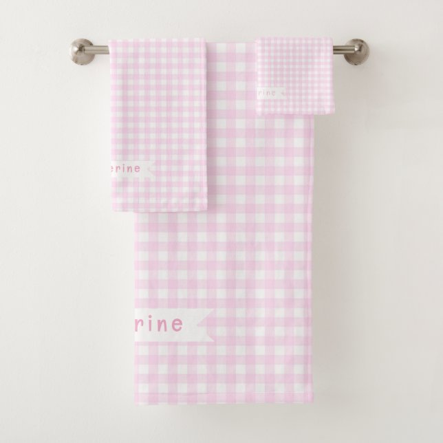 Conjunto De Toalhas Baby Gingham Pastel Pink (Insitu)