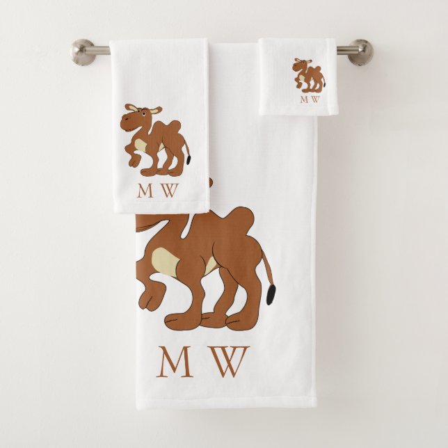 Conjunto De Toalhas Bactrian Camel Design Monogrammed (Insitu)