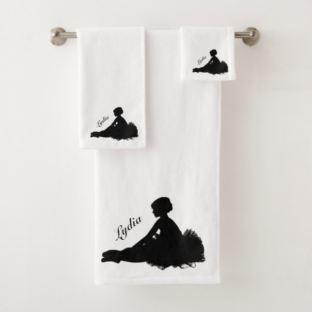 Conjunto De Toalhas Bailarina Cansada Personalizada c/ Nome (Insitu)