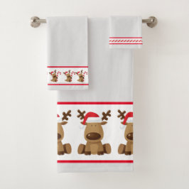 Conjunto De Toalhas Bala de Natal Rena de Cane