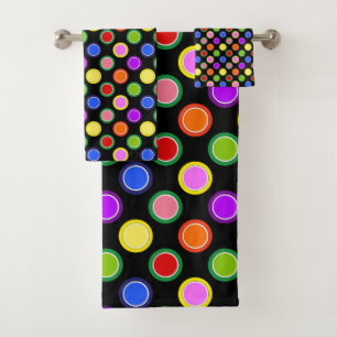 Conjunto De Toalhas Balas Coloridas Frutas Pontos de Bolha em Preto